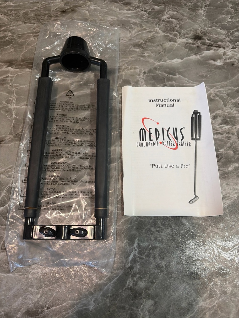 Medicus Dual Handle Golf Putter Trainer Golfing Putt Swing Aid Tool w Manual NEW
